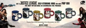 Collect cool Justice League self-stirring mugs at Phoenix Petroleum gas stations